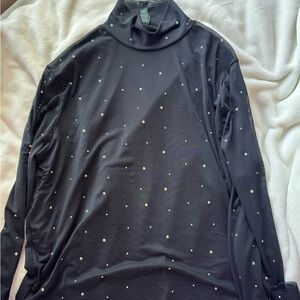 Black Turtleneck with Diamond Dots